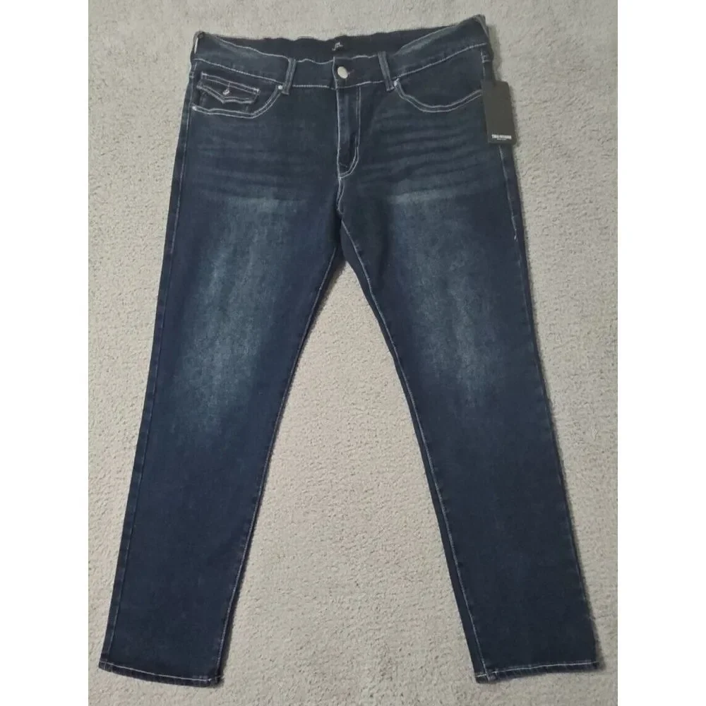 New‎ True Religion Mens 38 x 31 Geno Relaxed Slim Blue Jeans Flap SN MSRP $159